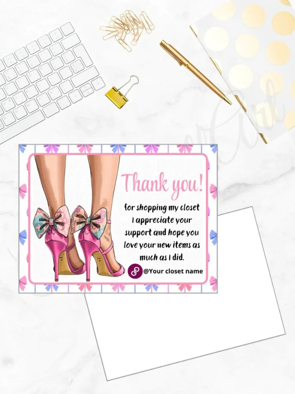 100 Personalized Heels Thank You Cards Small Business, 4×3 in